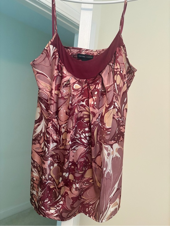 New York & Company Tops - New York & Company Marble-Print Cami in Burgundy and Blush